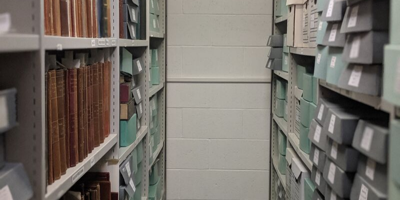 A shot of the archive in University of Leeds Special Collections.