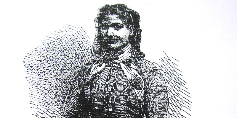 Portrait sketch of Romani woman Esmerelda Lock