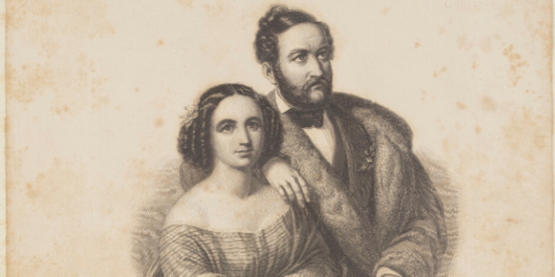 Drawn portrait of Felix and Fanny Mendelssohn