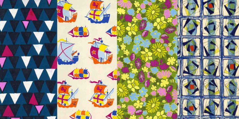Four colourful textile designs from the Guido Marchini textile collections.