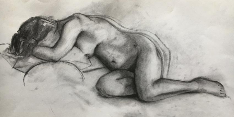 Black and white life drawing sketch