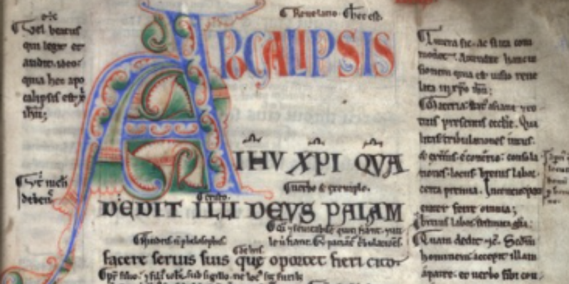 Fragment of manuscript with illuminated capital A