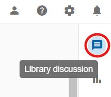 A screenshot that shows the Library Discussion icon in the right side panel.