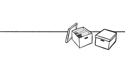 Drawing of two archive boxes