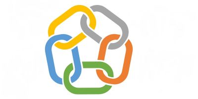 A chain with five coloured links in a closed circle