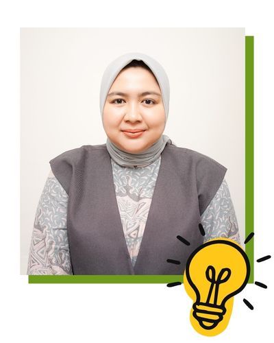 A headshot of student Anastu Regita Nareswara with an illustrated lightbulb.