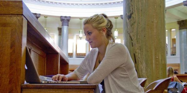 Studying with a computer in the Brotherton reading room