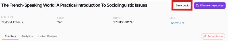 A screenshot of the Sylla system that shows how to save a book to the quick access list.