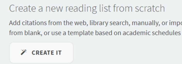 A screenshot that shows the create a new reading list from scratch window with Create it button.