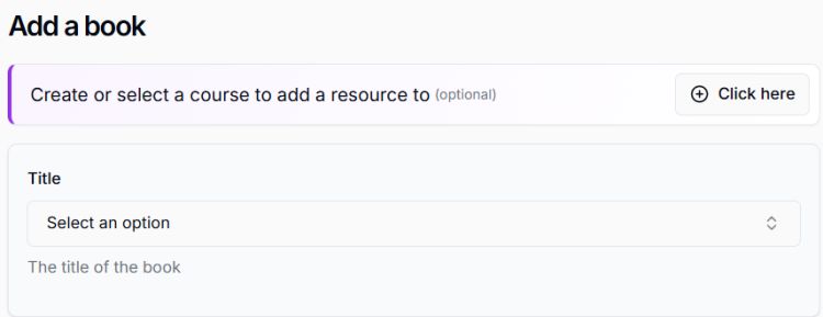 A screenshot of the Sylla system that shows one method of searching for a book to add to a quick access list.