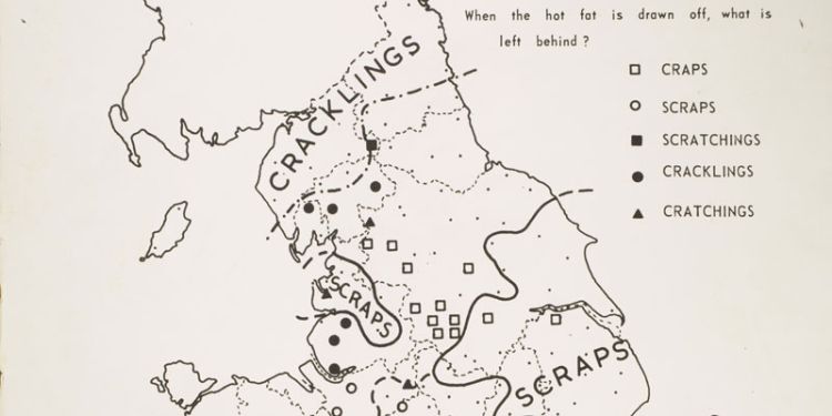 A UK word map from the Leeds Archive of Vernacular Culture (LAVC) concerning the use of certain words