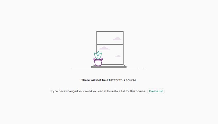 A screenshot of the reading list system that shows how to create a new list.