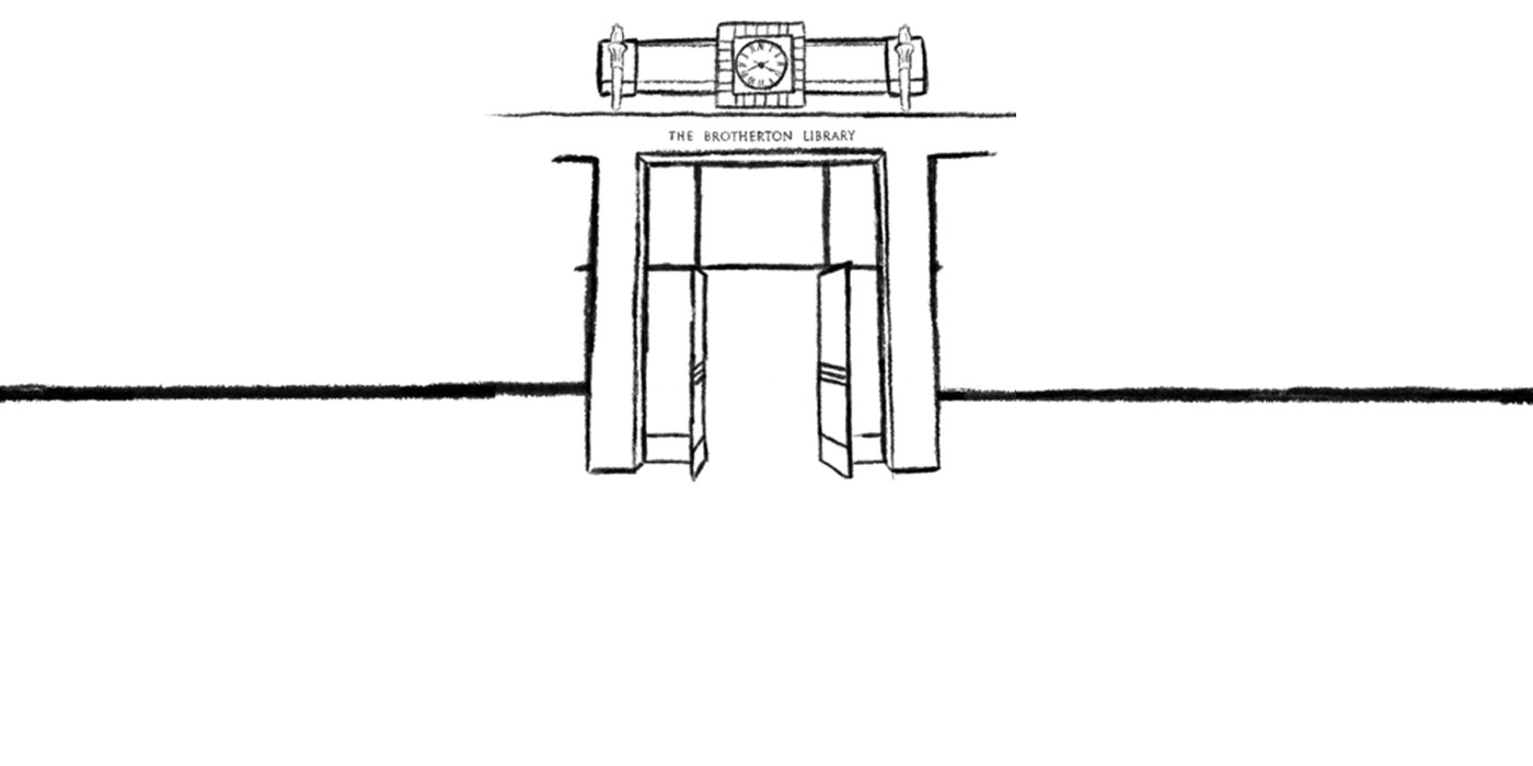 Line drawing of the Brotherton entrance doors