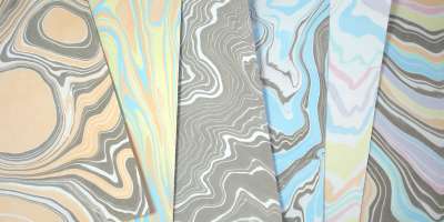 A selection of colourful marbled paper
