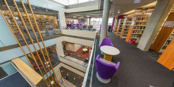View over Laidlaw Library atrium