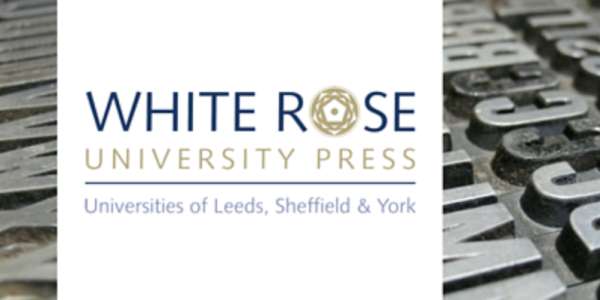 White Rose University Press logo in front of an old printer plate