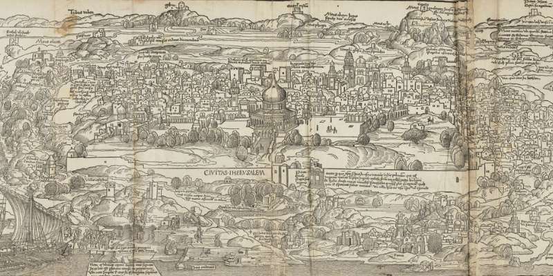 Bernhard von Breidenbach, Peregrinatio in terram sanctam, (view of Jerusalem) 1486.
